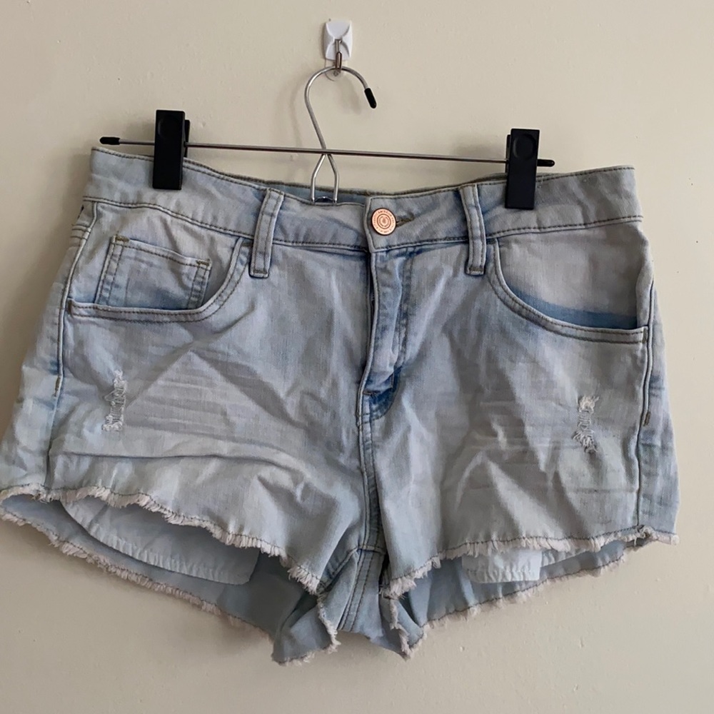 High Rise Ripped Jean Shorts